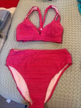 Shimmery Hot Pink Two-Piece Bikini Set